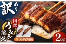 【全3回定期便】訳あり 鹿児島産 うなぎ 蒲焼 2尾セット ▼ うなぎ 鰻 ウナギ 蒲焼 蒲焼き ひつまぶし 定期便  桂川町/山水商事[ADAH030]