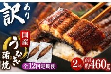 【全12回定期便】訳あり 鹿児島産 うなぎ 蒲焼 2尾セット ▼ うなぎ 鰻 ウナギ 蒲焼 蒲焼き ひつまぶし 定期便 桂川町/山水商事[ADAH032]