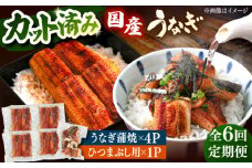 【全6回定期便】 国産 うなぎの蒲焼 約70g×4Pとひつまぶしセット ▼ うなぎ 鰻 ウナギ 蒲焼 蒲焼き ひつまぶし 定期便 桂川町/山水商事[ADAH041]