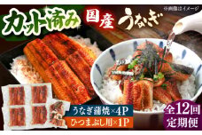 【全12回定期便】 国産 うなぎの蒲焼 約70g×4Pとひつまぶしセット ▼ うなぎ 鰻 ウナギ 蒲焼 蒲焼き ひつまぶし 定期便 桂川町/山水商事[ADAH042]