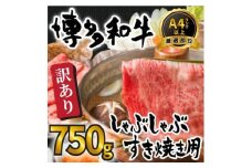 訳アリ！博多和牛しゃぶしゃぶすき焼き用 750gセット【博多和牛 和牛 牛 肉 お肉 しゃぶしゃぶ すき焼き 訳あり 贅沢 人気 食品 オススメ 送料無料 福岡県 筑前町 AR022】