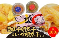 数の子明太子&いか明太子セット(各100g)＜博多徳永とくとく珍味＞ 【福岡 返礼品 支援品 食べ物 食品 ご当地グルメ お取り寄せグルメ 数の子明太 イカ明太 魚 数の子 かずのこ いか 魚卵 緊急支援 送料無料 CA032】