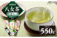 福岡銘茶八女茶 特選セット5種合計550g 老舗製茶店の逸品 【銘茶 福岡銘茶 お取り寄せ 茶 お茶 おちゃ 八女茶 人気 おすすめ ソフトドリンク 飲料 常温 送料無料 CA010】