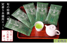 許斐本家14代目おススメの旬の特撰八女茶「翠」５本定番徳用セット【八女茶老舗　江戸宝永年間創業】（ご自宅用）【銘茶 福岡銘茶 お取り寄せ 茶 お茶 おちゃ 八女茶 人気 おすすめ ソフトドリンク 飲料 常温 送料無料 CX002】
