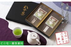 許斐本家14代目おススメの玉露と特撰煎茶の化粧箱入り２本詰合せ【八女茶老舗　創業300年余】（ギフト対応）【銘茶 福岡銘茶 お取り寄せ 茶 お茶 おちゃ 八女茶 人気 おすすめ ソフトドリンク 飲料 常温 送料無料 CX007】