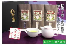 許斐本家14代目おススメの特撰玉露と特撰煎茶、特上煎茶の化粧箱入り３本詰合せ【八女茶老舗　創業300年余】（ギフト対応）【銘茶 福岡銘茶 お取り寄せ 茶 お茶 おちゃ 八女茶 人気 おすすめ ソフトドリンク 飲料 常温 送料無料 CX009】