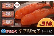 かねふく 510g〈無着色〉辛子明太子 170g×３（一本物）【明太子 めんたいこ かねふく 魚介類 家庭用 お取り寄せグルメ ご飯のお供 お取り寄せ お土産 九州 ご当地グルメ 福岡土産 取り寄せ グルメ 福岡県 筑前町 FF008】