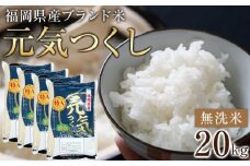 ＜令和7年産＞福岡県産ブランド米「元気つくし」無洗米20kg ＜筑前町＞【米 ブランド米 ブランド 白米 元気つくし 令和7年産 20kg 20キロ 無洗米 家庭用  お取り寄せ お土産 福岡県産 取り寄せ グルメ 福岡県 筑前町 CE004】