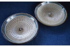 H37 小石原焼呉須帯飛鉋六寸皿2枚セット(金丸窯)直径約18cm
