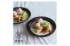 AA100 小石原焼 カネハ窯 飛び鉋プレートセット【特大】(黒×白ツヤ)