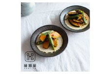 AA101-S 小石原焼 カネハ窯 飛び鉋プレートセット【中】(茶マット)
