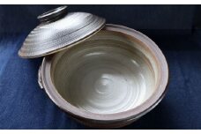 H46 小石原焼黒飛鉋土鍋5人～7人用（Lサイズ）直径約30cm