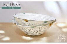 C24 【小石原焼　まるた窯】中鉢2枚セット（三彩）