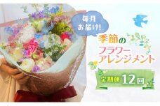 定期便 12ヶ月 毎月お届け！季節のフラワーブーケ 花 ギフト 12回 ※配送不可：沖縄、離島