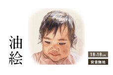 油絵で小さな人物画を細密に描きます（18×18cm・背景無地）