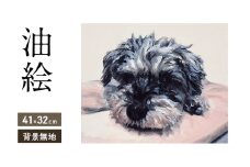 油絵で大切なペットを描きます（41×32cm・背景無地）