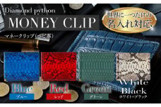 ネーム入れオーダー／マネークリップ（ダイヤモンドパイソン各色） BK121