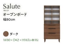 オープンボード Salute サルテ 幅80cm DK ダーク ブラウン 家具 収納 書棚 本棚 完成品 【北海道・東北・沖縄・離島不可】CN016-DK