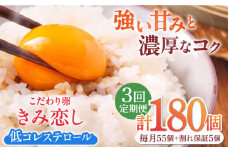 【3回定期便】きみ恋し 箱入り 60個（55個+割れ保証5個）×3ヶ月　総計180個 たまご 卵 玉子 タマゴ 鶏卵 濃厚 玉子焼き 卵焼き オムレツ たまごかけご飯 冷蔵 広川町 / 伊藤養鶏場 [AFAJ002]