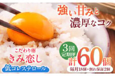 【3回定期便】きみ恋し 箱入り 20個（18個+割れ保証2個）×3ヶ月　総計60個 たまご 卵 玉子 タマゴ 鶏卵 濃厚 玉子焼き 卵焼き オムレツ たまごかけご飯 冷蔵 広川町 / 伊藤養鶏場 [AFAJ005]