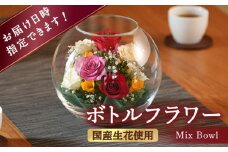 ボトルフラワー A-N はな 花 ドライフラワー バラ フリージア かすみ草 ガラス 瓶 広川町 / 株式会社レンデフロール [AFAW003]