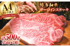 【博多和牛】 サーロイン ステーキセット 500g（250g×2枚） 肉 牛肉 ステーキ 黒毛和牛 バーベキュー 広川町 / 株式会社MEAT PLUS [AFBO005]