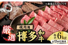 【12回定期便】博多和牛 焼肉用 500g 肉 国産和牛 BBQ カルビ ロース モモ 広川町 / 株式会社MEAT PLUS [AFBO072]