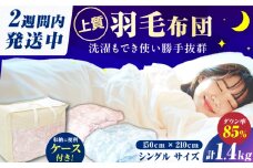 【羽毛量1.4kgブルー系】【工場直送】国産「筑後七国」すごくたっぷり増量タイプ 羽毛掛け布団 1.4kg 抗菌・防臭加工 ダウンパワー340以上 布団 シングル 寝具 だうん 綿 吸湿性 放湿性 広川町 / ヒラモリ株式会社 [AFAO016]