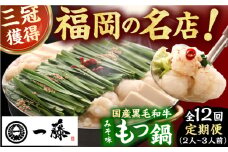 【12回定期便】【もつ鍋一藤】国産黒毛和牛のもつ鍋味噌味 2～3人前 広川町 / Smallcompany株式会社 [AFCB004]