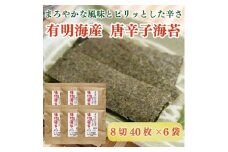 福岡県産有明のり　味付け海苔〈濃いめ〉 8切(40枚×6袋) [a9269] 株式会社 ゼロプラス 【返礼品】添田町 ふるさと納税