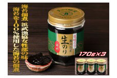 有明のり 柳川特産 生のり佃煮　3本入