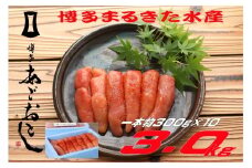博多まるきた水産 無着色辛子明太子3.0kg(一本物300g×10)