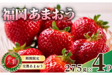 【2026年2月から発送予定】先行予約! 数量限定 福岡産 あまおう 約1.1kg 約275ｇ×4パック セット いちご 苺 イチゴ フルーツ 果物 くだもの 春 旬 福岡 九州 福岡県 川崎町 暖家のいちご