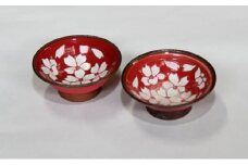 【受注生産】桜模様盃ペア（赤）