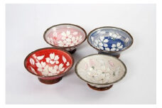 【受注生産】桜模様盃４色セット（赤・ピンク・白・青）