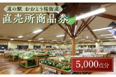 「道の駅おおとう桜街道」直売所商品券5,000点分【道の駅 おおとう桜街道 ひまわり コスモス 秋桜 菜の花 桜 さくら 1億円トイレ しじみソフト シジミ 人気 観光 商品券 福岡県 大任町 ふるさと納税 送料無料 C011】