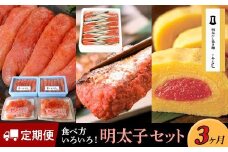 【定期便3か月】食べ方いろいろ！明太子セット【明太子 めんたいこ 無着色 魚介類 家庭用 お取り寄せグルメ ご飯のお供 お取り寄せ お土産 九州 ご当地グルメ 福岡土産 取り寄せ グルメ 福岡県 大任町 T043】