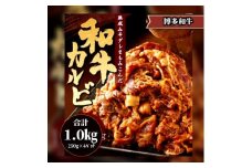 甘辛 博多和牛カルビ1kg（250g×4パック）〈非加熱〉【牛肉 肉 博多和牛 和牛 カルビ かるび 国産 福岡 九州 博多 送料無料 福岡県 大任町 AI003】