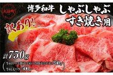 訳あり！博多和牛しゃぶしゃぶ・すき焼き（牛肩ロース又は肩バラ又はモモ：250g・牛肩又はバラ：500g）750gセット【しゃぶしゃぶ用 すき焼き用 牛肉 訳あり 希少 国産 和牛 博多和牛 牛肉 肉 牛 しゃぶしゃぶ すき焼き 肩ロース 肩バラ モモ 福岡県 大任町 AN009】