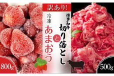 訳あり！博多和牛切り落とし（牛肩又はバラ500g）＆冷凍あまおう（800g）セット【切り落とし用 牛肉 希少 訳あり 国産 和牛 博多和牛 牛肉 肉 牛 切り落とし バラ 苺 イチゴ いちご 冷凍あまおう 冷凍いちご 福岡県 大任町 AN016】