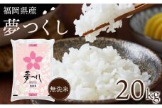 【令和6年産】福岡県産ブランド米「夢つくし」無洗米　20kg【米 ブランド米 ブランド 無洗米 夢つくし 令和6年産 家庭用 お取り寄せ お土産 福岡県産 取り寄せ グルメ 福岡県 大任町 AS016】