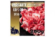 【定期便全12回】【訳あり】【A4〜A5ランク】博多和牛 切り落とし 250g