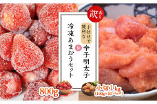 【訳あり】小分けで便利な辛子明太子 小切1ｋｇ（100ｇ×10ｐ）＆冷凍あまおうセット800ｇ Y32