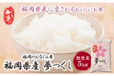 U17-13-01 福岡の人気銘柄!!無洗米 福岡県産・夢つくし5kg お米 米 こめ コメ ブランド米 白米 人気 おすすめ 無洗米 ゆめつくし 福岡県産米 食料品 福岡県 【上野焼チャンス】