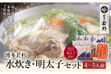 U61-23-01 【8/19寄附額改定】 福岡の名物添え!!博多若杉 水炊き(4～5人前)＆明太子セット 水炊き みずたき 明太子 めんたいこ 鍋セット 人気 おすすめ 鶏肉 鶏 博多 福岡