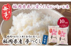 U17-88-01 無洗米 福岡県産・夢つくし10kg定期便(毎月・年12回) お米 米 こめ コメ 精米 ブランド米 白米 人気 おすすめ 無洗米 夢つくし ゆめつくし 福岡県産米 食料品 福岡県 定期便 毎月お届け【上野焼チャンス】