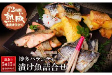 U61-66 【8/19寄附額改定】 厳選魚種！ 訳あり 博多バラエティー漬け魚詰合せ 15切 魚 海鮮 魚介 銀鰈 ぎんだら 鮭 さけ 鰆 さわら 鯖 さば 赤魚 あかうお 詰め合わせセット ギフト 贈答 おかず おつまみ 漬け づけ