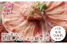 U04-05-01 乳豚 しゃぶしゃぶ鍋Ｂセット(バラ・モモ・つみれ) 計1.25kg 豚肉 ぶたにく バラ肉 もも肉 つみれ 小間切れ 国産豚 人気 おすすめ スライス 豚しゃぶ セット 詰め合わせ しゃぶしゃぶ ブランド豚 【上野焼チャンス】