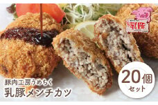 U04-09-01 国産ブランド豚使用！ 乳豚 メンチカツ 70g×20個セット 国産 豚メンチカツ 豚肉 人気 おすすめ ぶたにく ミンチ 惣菜 おかず 冷凍 ブランド豚 【上野焼チャンス】