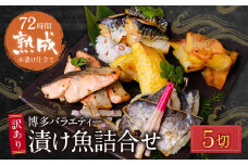 W61-76 訳あり 博多バラエティー漬け魚詰合せ 5切 魚 海鮮 魚介 銀鰈 ぎんだら 鮭 さけ 鰆 さわら 鯖 さば 赤魚 あかうお 詰め合わせセット ギフト 贈答 おかず おつまみ 漬け づけ